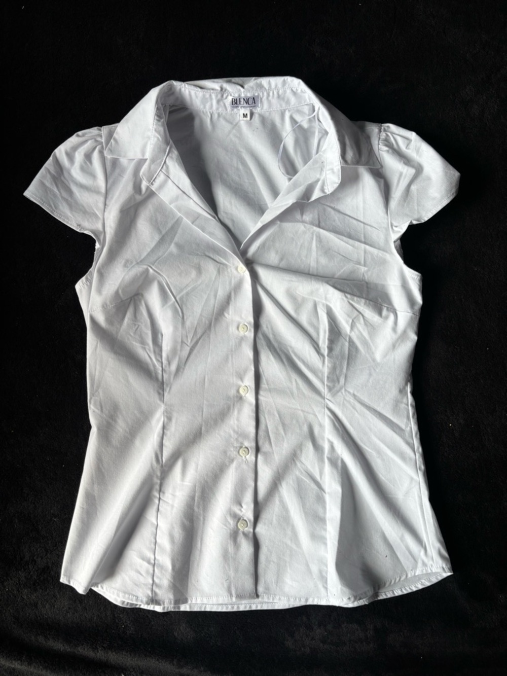 Women's White Button-Down Short Sleeve Shirt